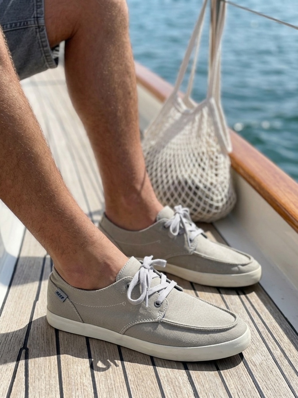 Reef deck hand boat Casual Canvas cushion pad Lace-Up Shoes sneaker Gray 8